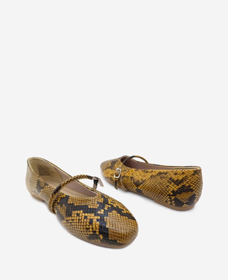 Magnolia Snakeskin Leather Ballet Flat Brown Snake