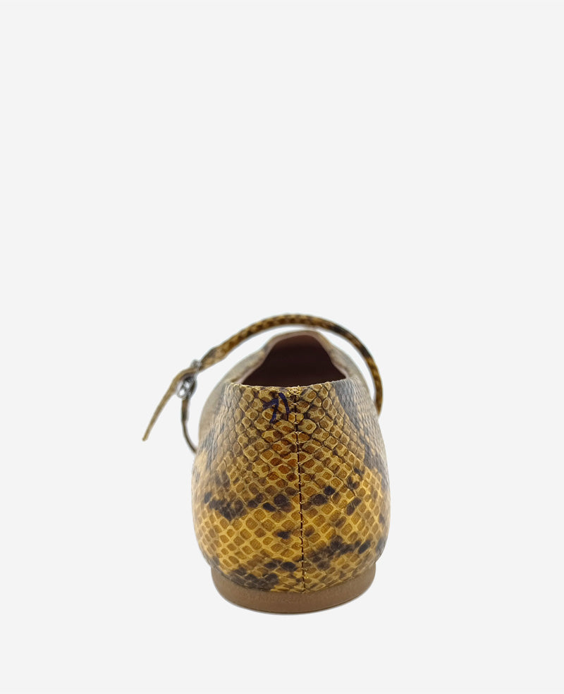 Magnolia Snakeskin Leather Ballet Flat Brown Snake