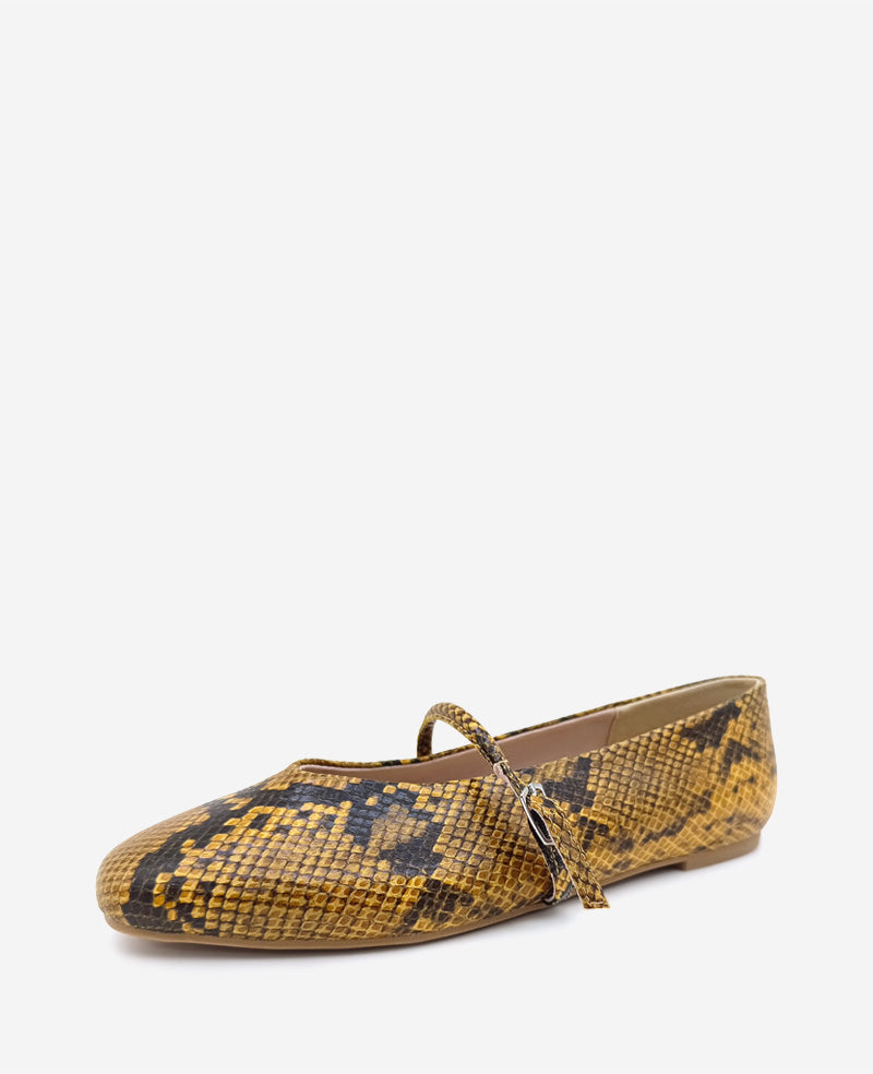 Magnolia Snakeskin Leather Ballet Flat Brown Snake
