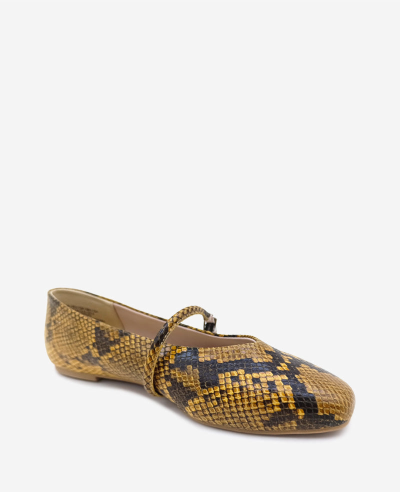 Magnolia Snakeskin Leather Ballet Flat Brown Snake