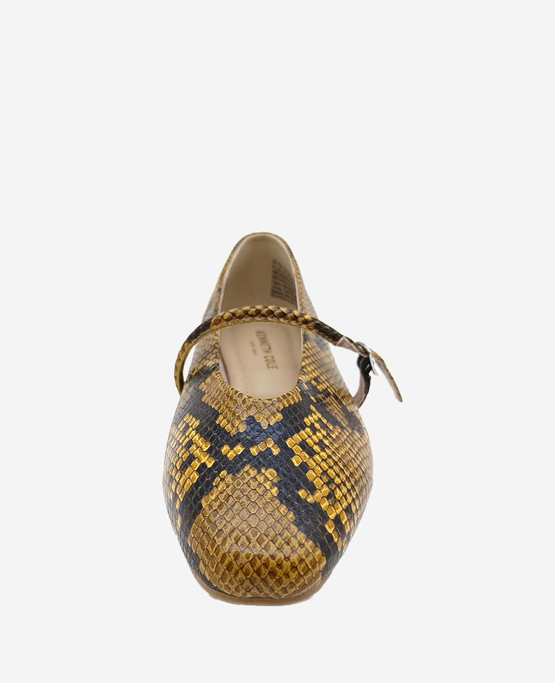 Magnolia Snakeskin Leather Ballet Flat Brown Snake