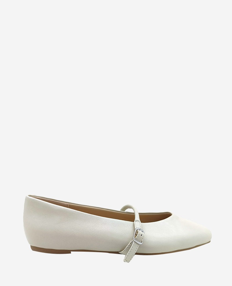 Magnolia Leather Ballet Flat Ecru Leather