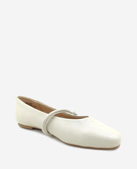 Magnolia Leather Ballet Flat Ecru Leather
