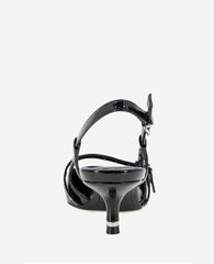 Martha Patent Eyelet Slingback Kitten Heel Black Patent