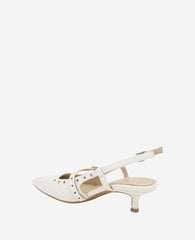 Martha Patent Eyelet Slingback Kitten Heel Ecru Patent