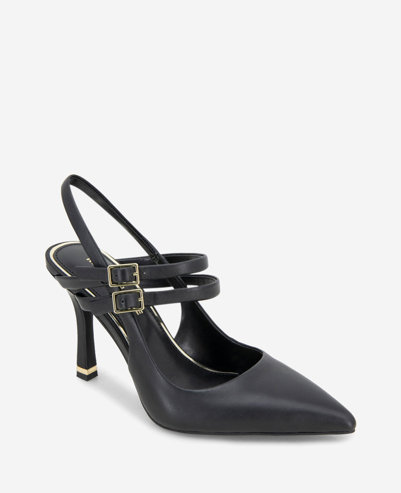 Raquel Leather Slingback Heel Black Leather