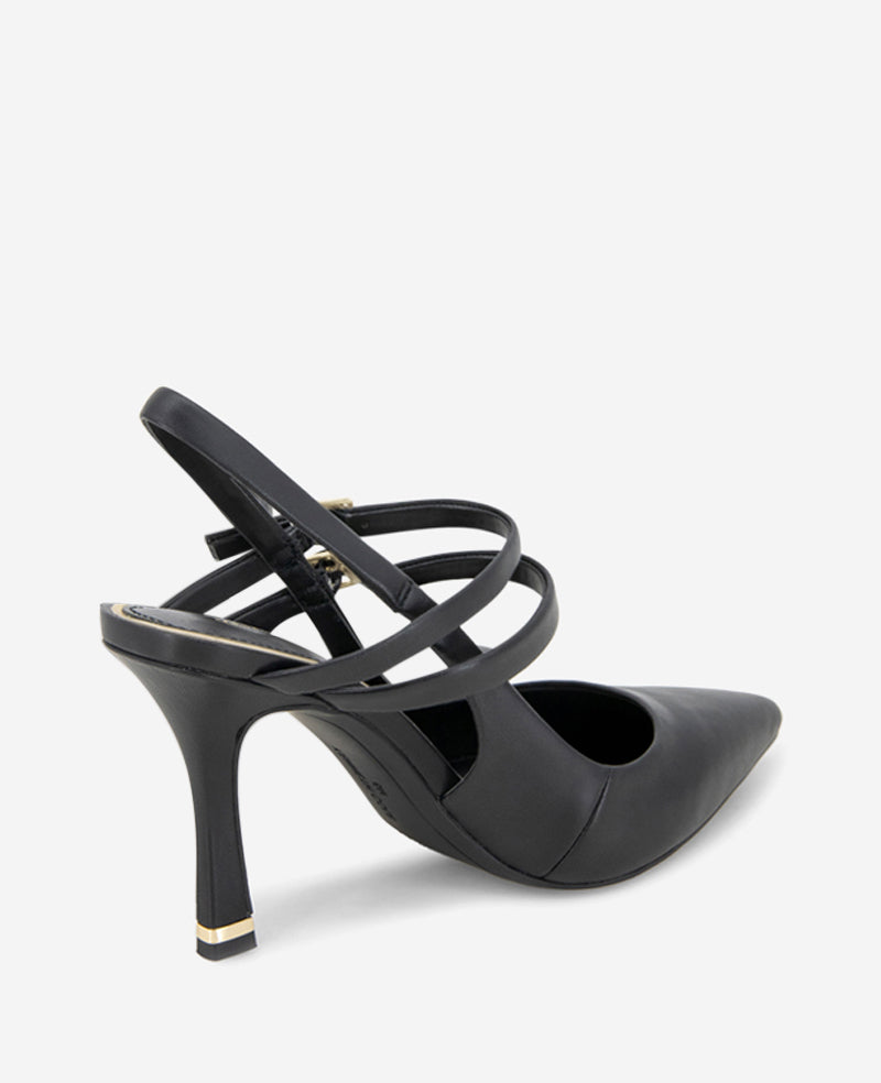 Raquel Leather Slingback Heel Black Leather