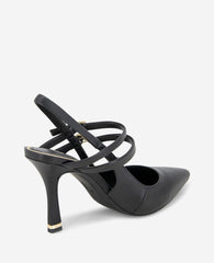 Raquel Leather Slingback Heel Black Leather