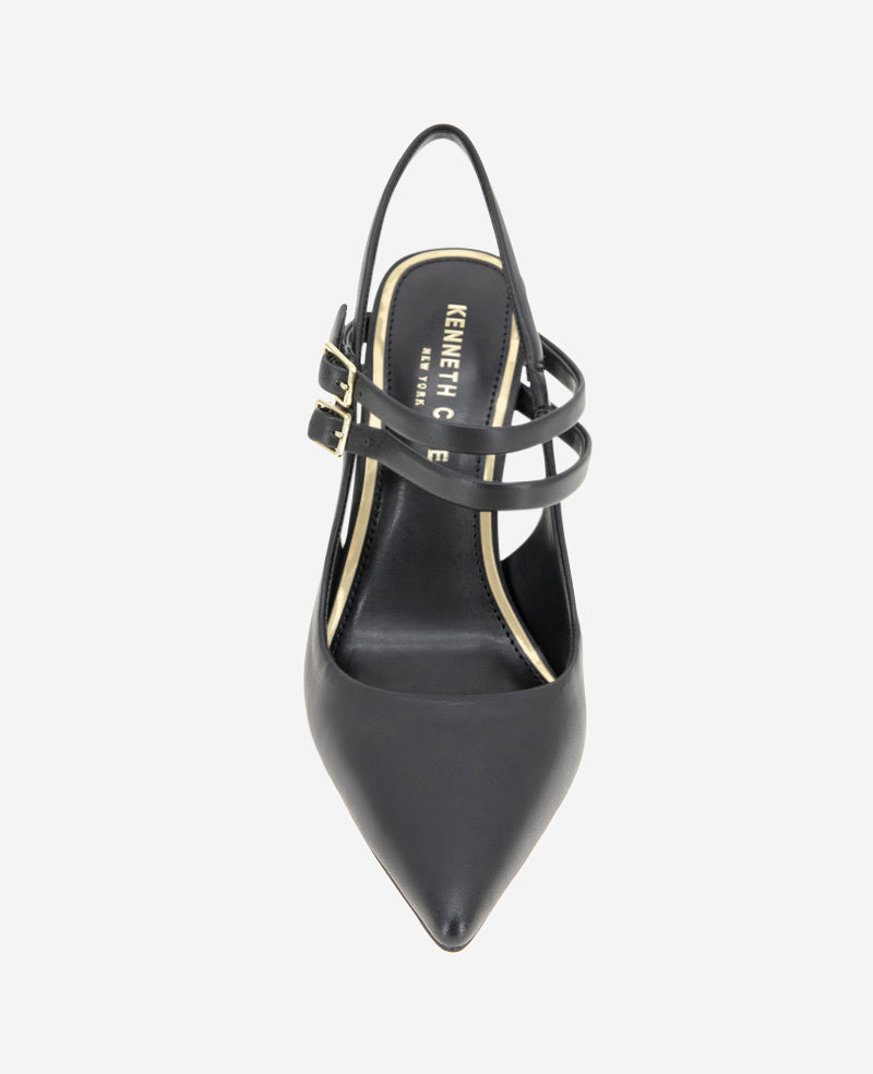 Raquel Leather Slingback Heel Black Leather