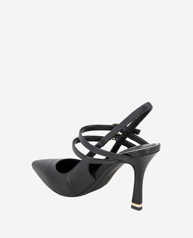 Raquel Leather Slingback Heel Black Leather
