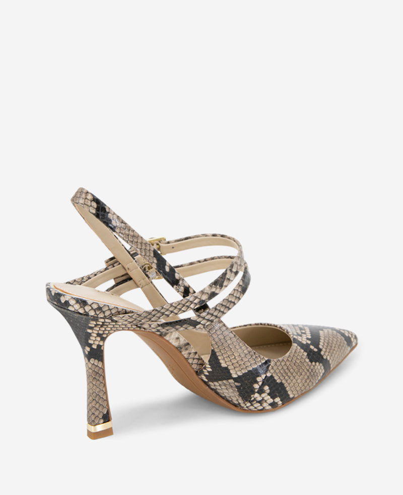Raquel Snakeskin Leather Slingback Heel Taupe Snake