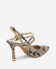 Raquel Snakeskin Leather Slingback Heel Taupe Snake