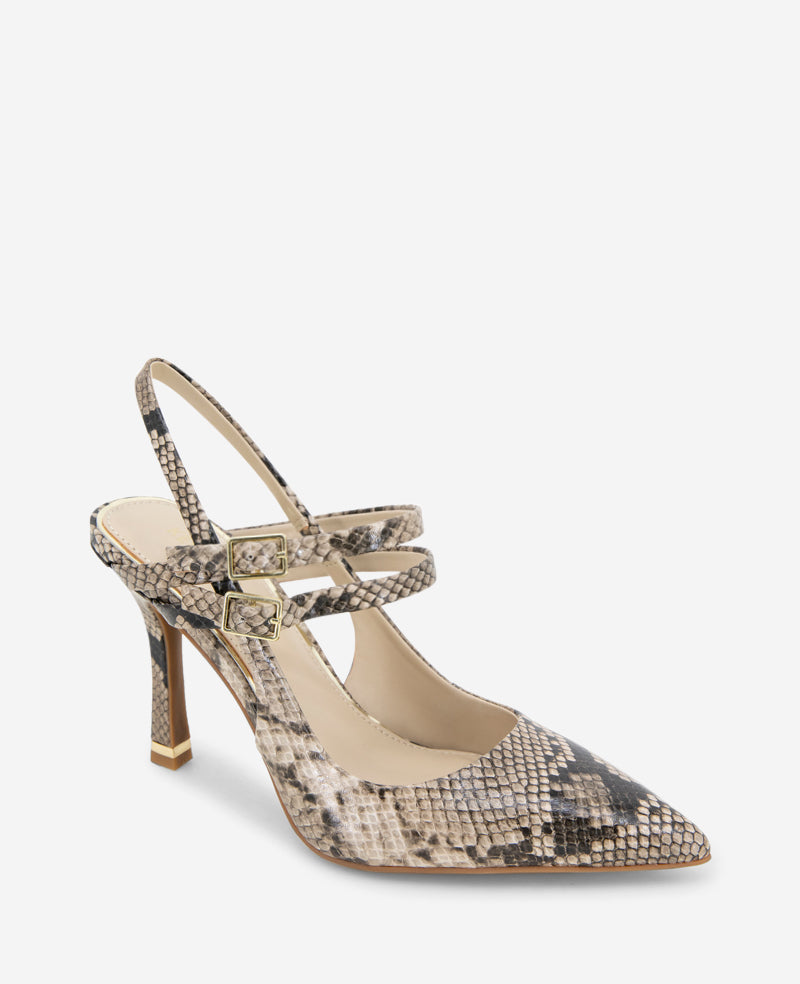 Raquel Snakeskin Leather Slingback Heel Taupe Snake