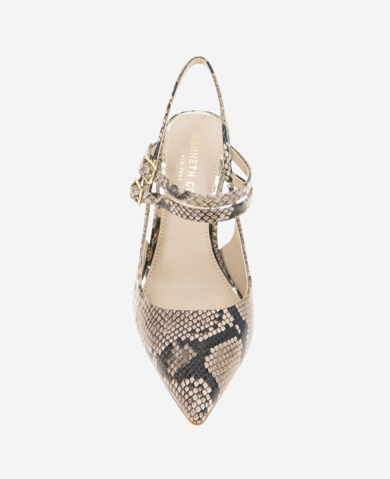 Raquel Snakeskin Leather Slingback Heel Taupe Snake