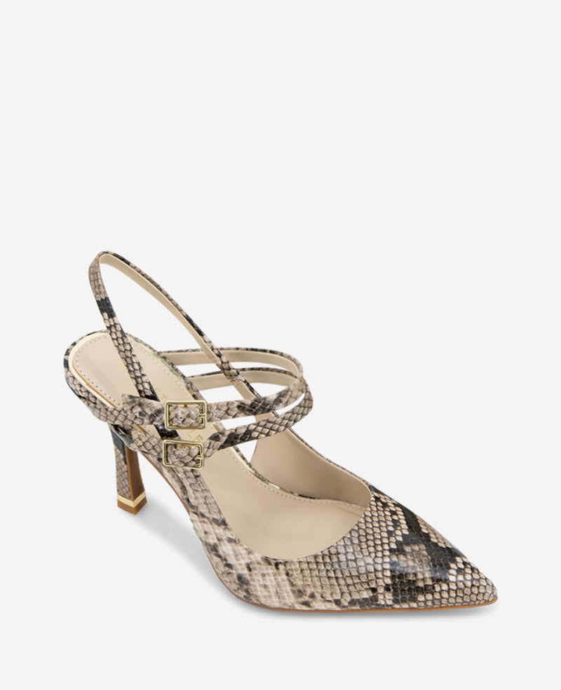 Raquel Snakeskin Leather Slingback Heel Taupe Snake