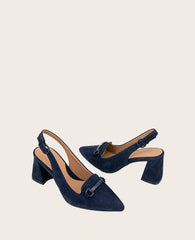 GENTLE SOULS - Dionne Suede Slingback Heel Navy Suede