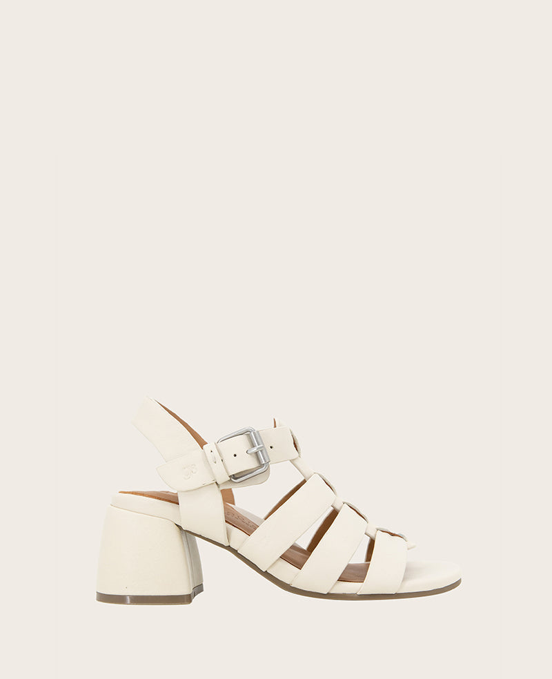 GENTLE SOULS - Margarite Leather Heel Sandal Stone Leather