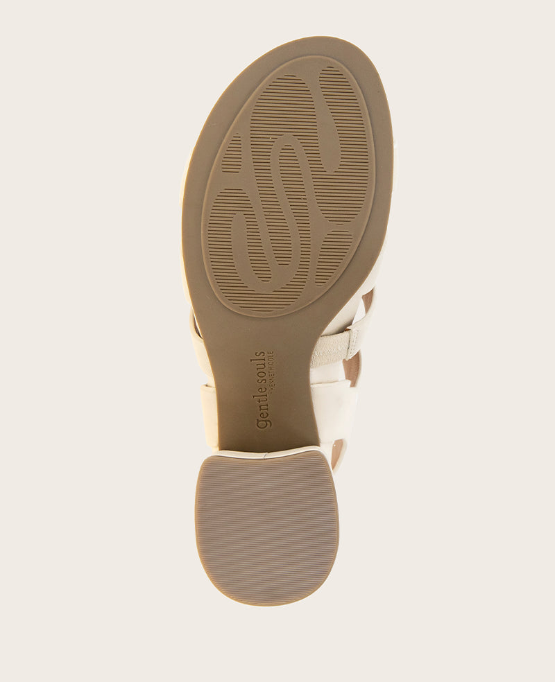 GENTLE SOULS - Margarite Leather Heel Sandal Stone Leather