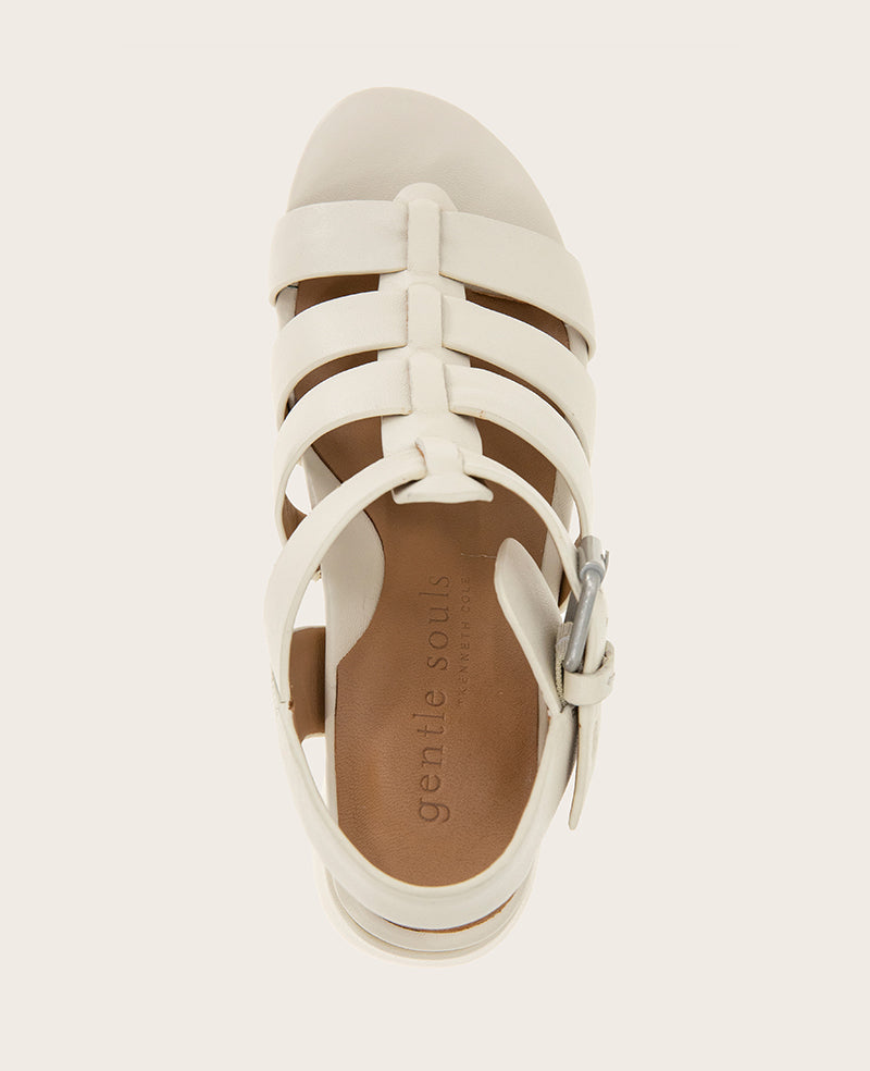 GENTLE SOULS - Margarite Leather Heel Sandal Stone Leather