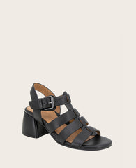 GENTLE SOULS - Margarite Leather Heel Sandal Black Leather
