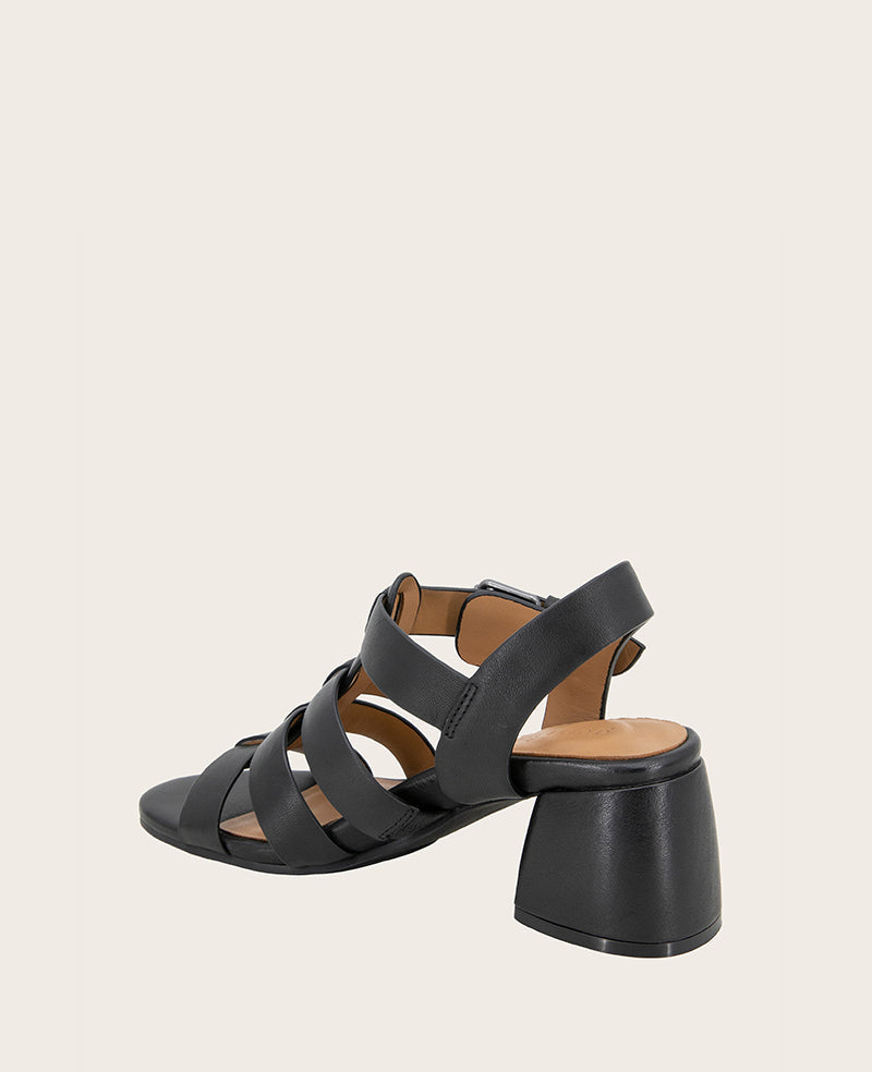 GENTLE SOULS - Margarite Leather Heel Sandal Black Leather