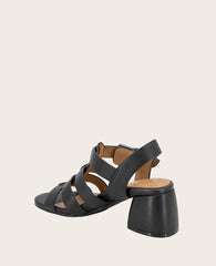 GENTLE SOULS - Margarite Leather Heel Sandal Black Leather