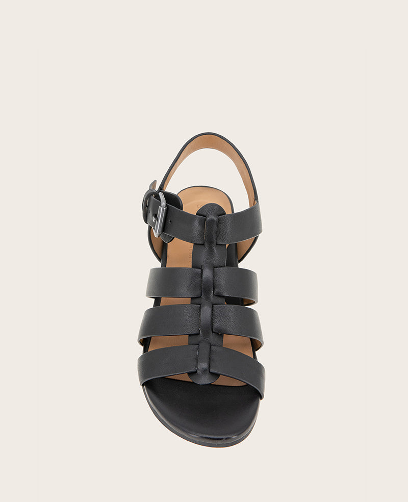 GENTLE SOULS - Margarite Leather Heel Sandal Black Leather