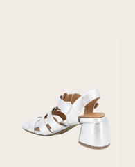 GENTLE SOULS - Margarite Leather Heel Sandal Silver Leather