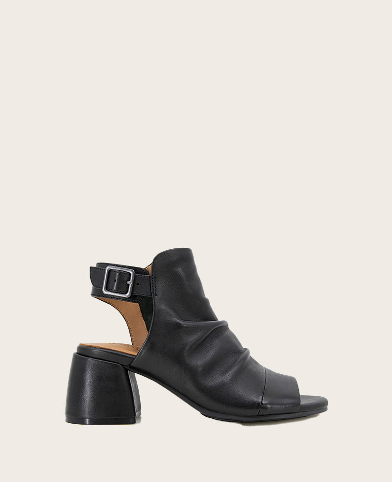 GENTLE SOULS - Marrion Leather Slingback Block Heel Sandal Black Leather