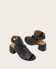 GENTLE SOULS - Marrion Leather Slingback Block Heel Sandal Black Leather