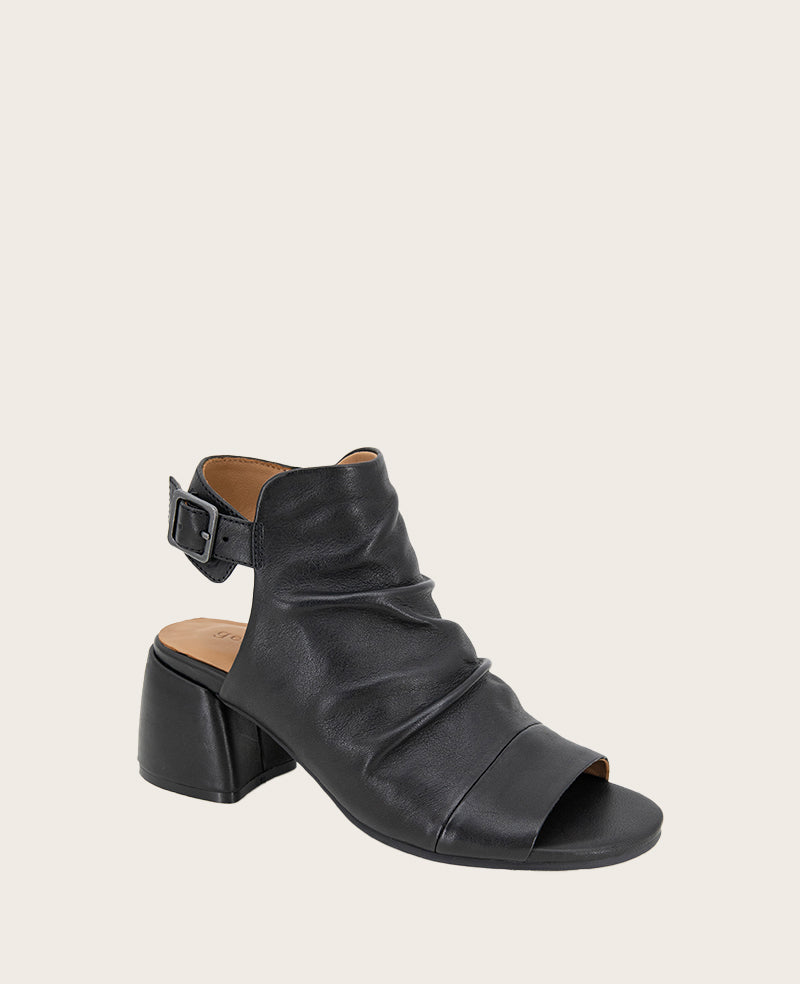 GENTLE SOULS - Marrion Leather Slingback Block Heel Sandal Black Leather