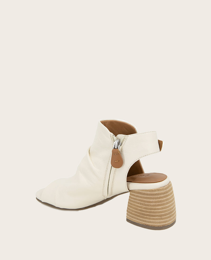 GENTLE SOULS - Marrion Leather Slingback Block Heel Sandal Ivory Leather