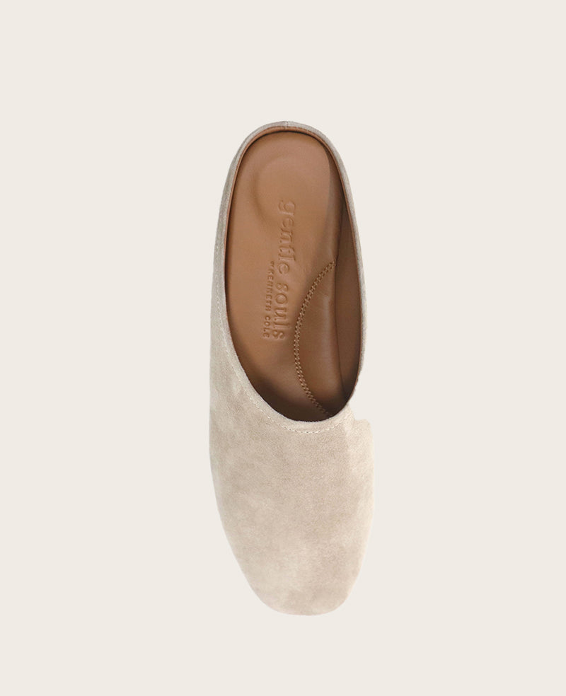 GENTLE SOULS - Wanda Suede Mule Flat Mushroom Suede