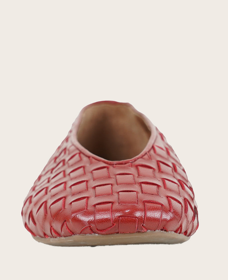 GENTLE SOULS - Willow Woven Leather Flat Burnt Red Leather