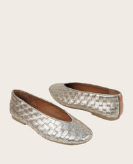 GENTLE SOULS - Willow Woven Leather Flat Gravel Leather