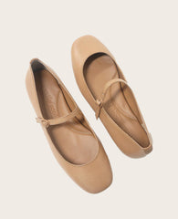 GENTLE SOULS - Wynona Leather Mary Jane Ballet Flat Camel Leather