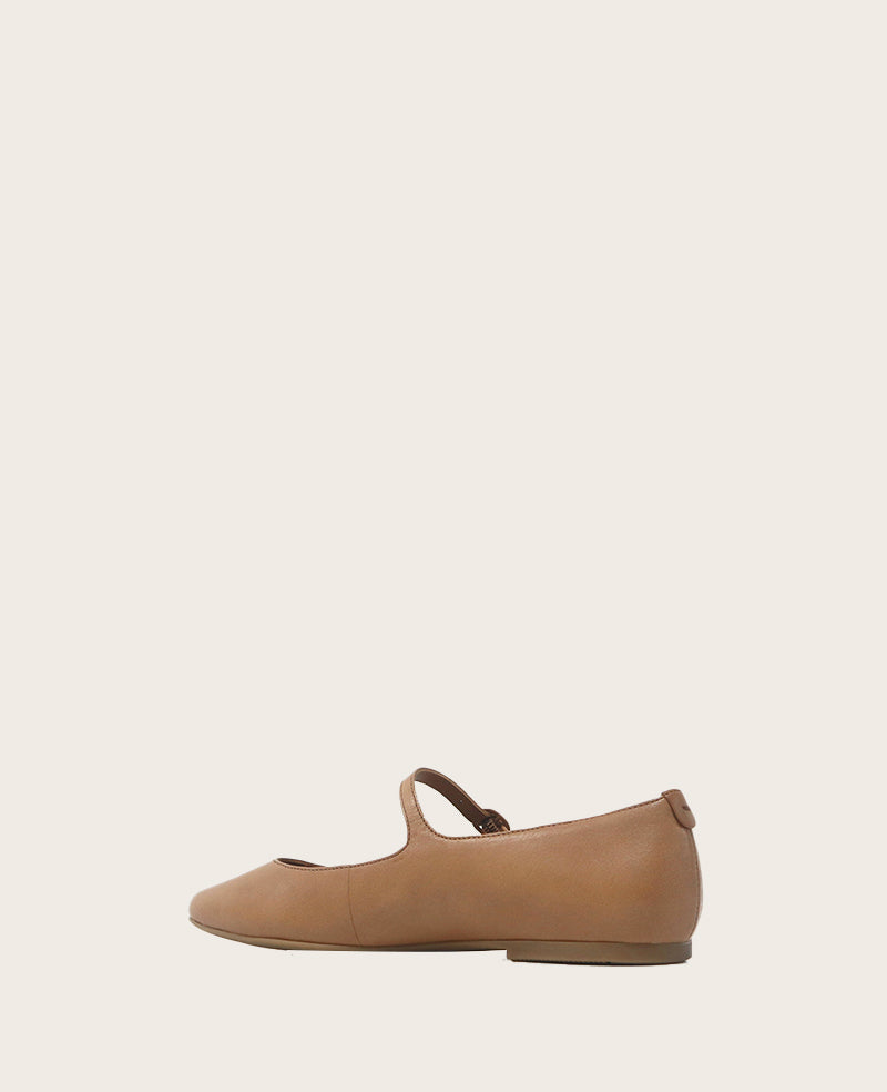 GENTLE SOULS - Wynona Leather Mary Jane Ballet Flat Camel Leather