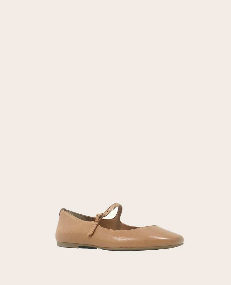 GENTLE SOULS - Wynona Leather Mary Jane Ballet Flat Camel Leather