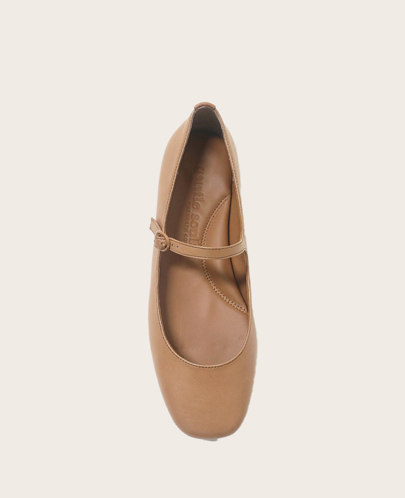 GENTLE SOULS - Wynona Leather Mary Jane Ballet Flat Camel Leather