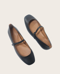 GENTLE SOULS - Wynona Leather Mary Jane Ballet Flat Black Leather