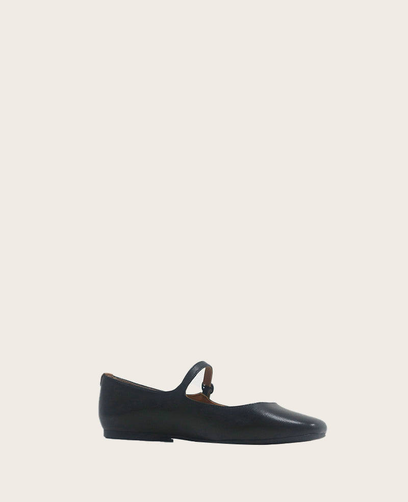 GENTLE SOULS - Wynona Leather Mary Jane Ballet Flat Black Leather
