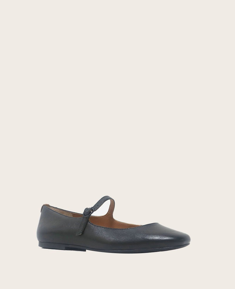 GENTLE SOULS - Wynona Leather Mary Jane Ballet Flat Black Leather