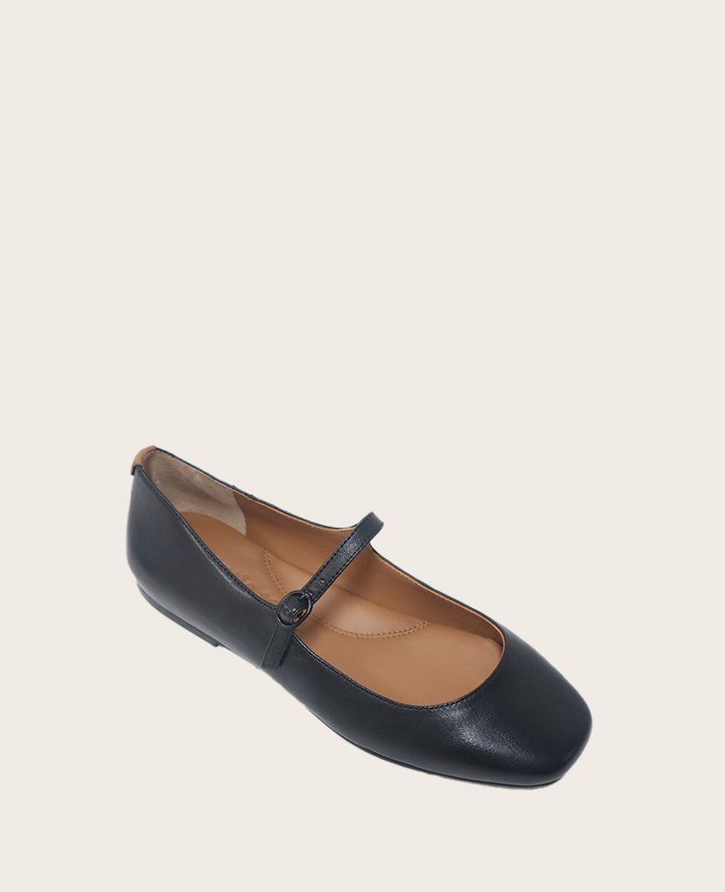 GENTLE SOULS - Wynona Leather Mary Jane Ballet Flat Black Leather