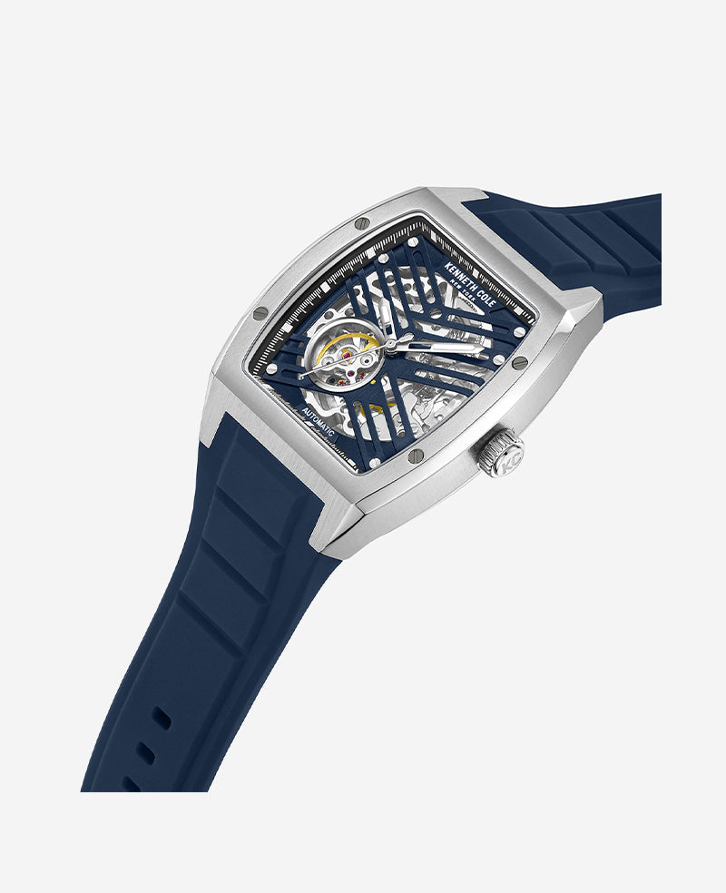 Automatic Silicone Strap Watch Blue