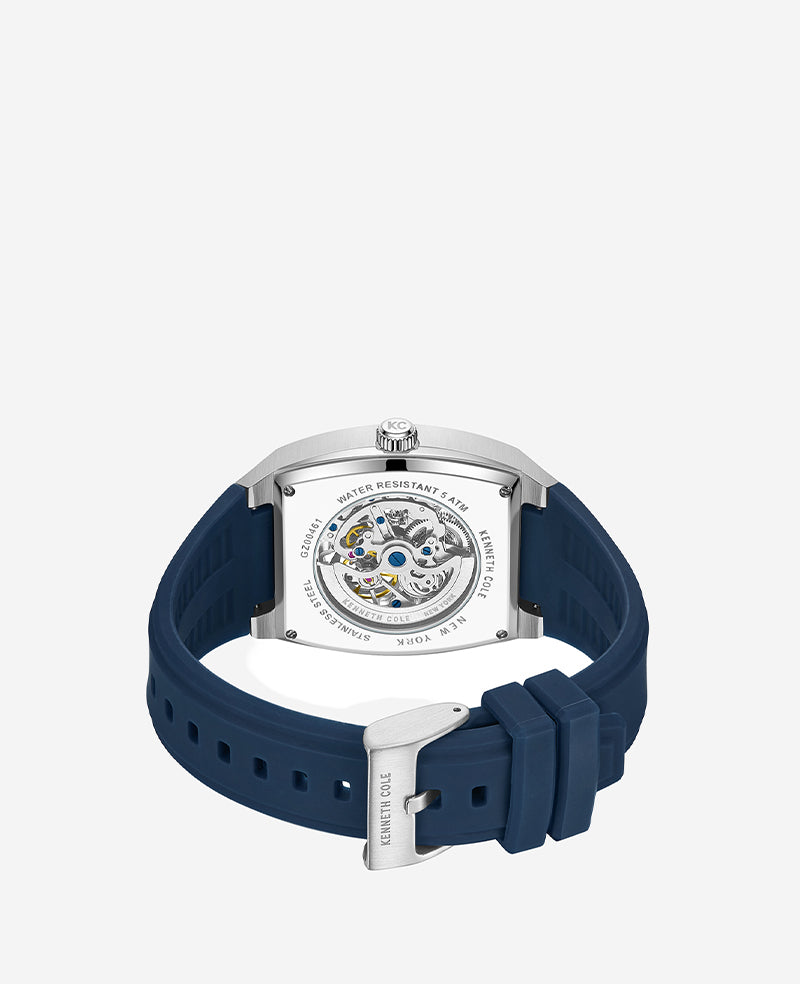 Automatic Silicone Strap Watch Blue