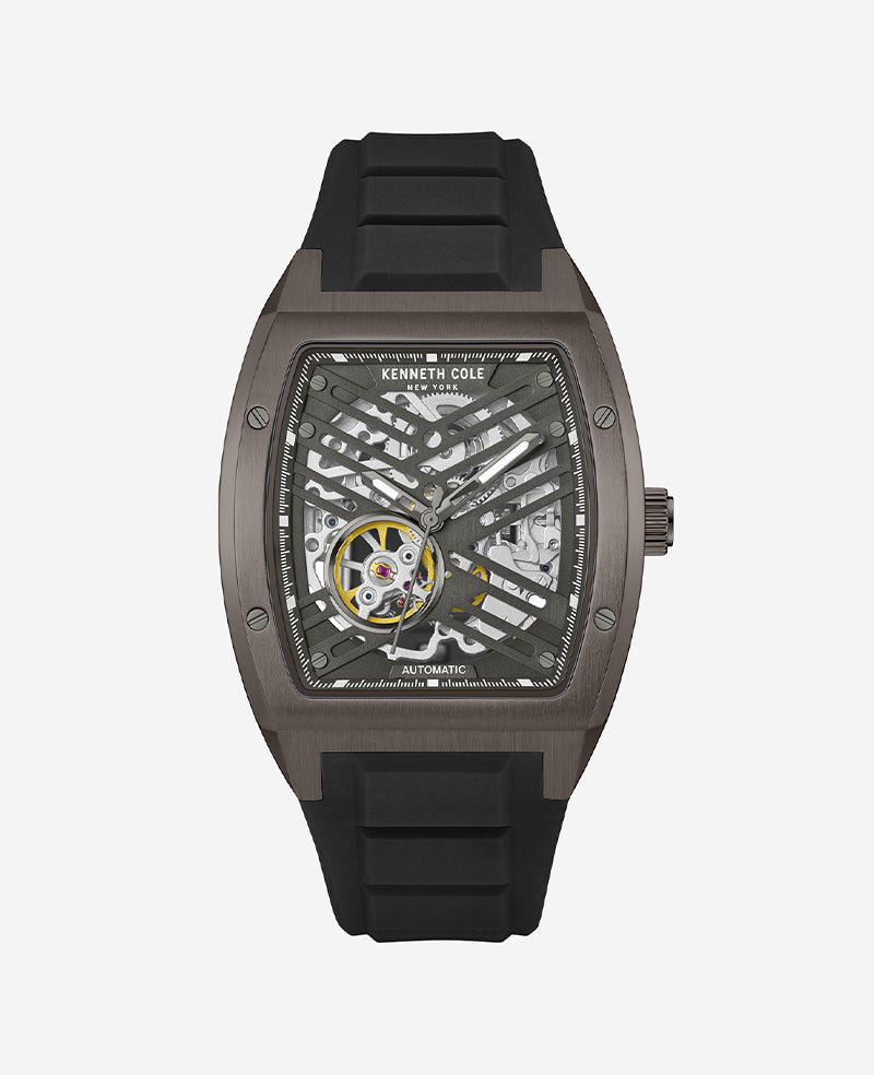 Automatic Silicone Strap Watch Black