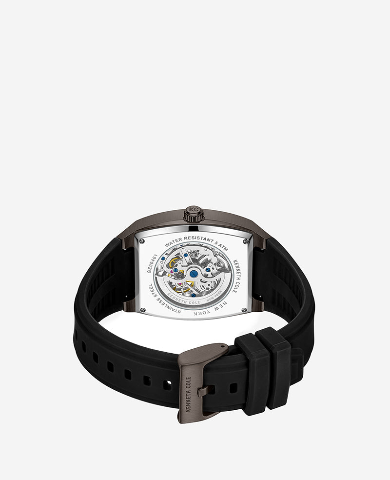 Automatic Silicone Strap Watch Black