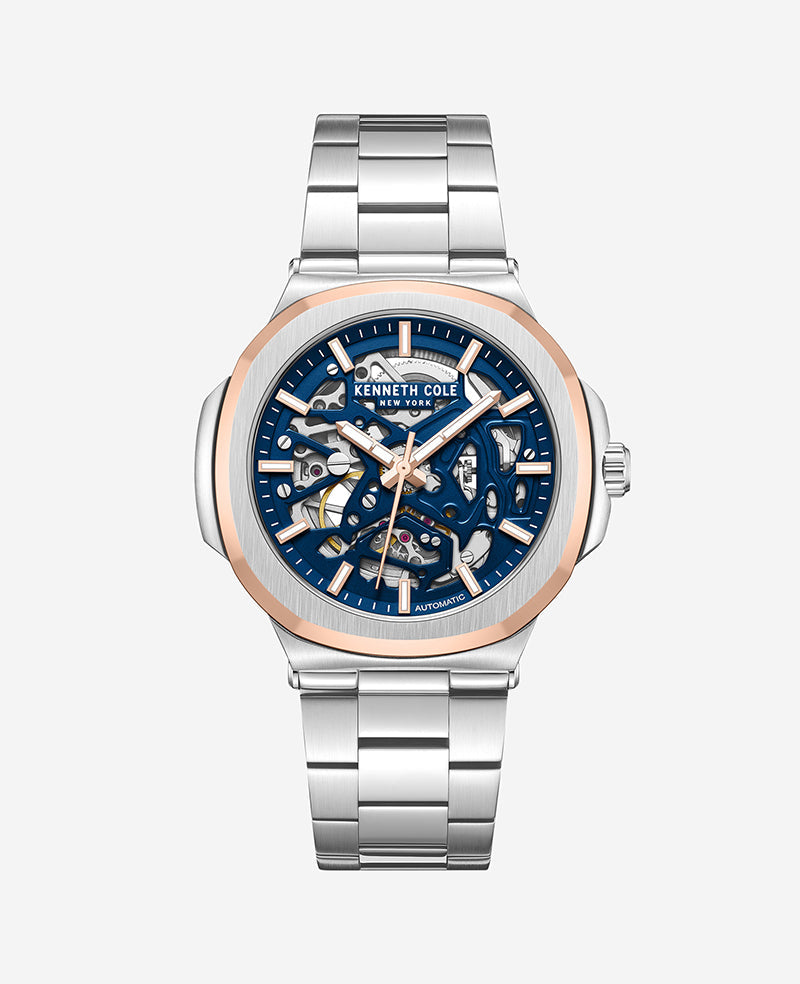 Skeleton Automatic Bracelet Watch Silver