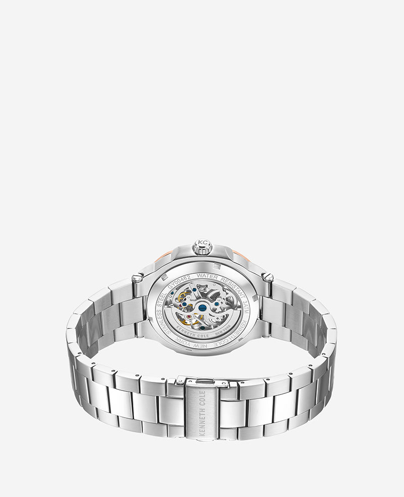 Skeleton Automatic Bracelet Watch Silver