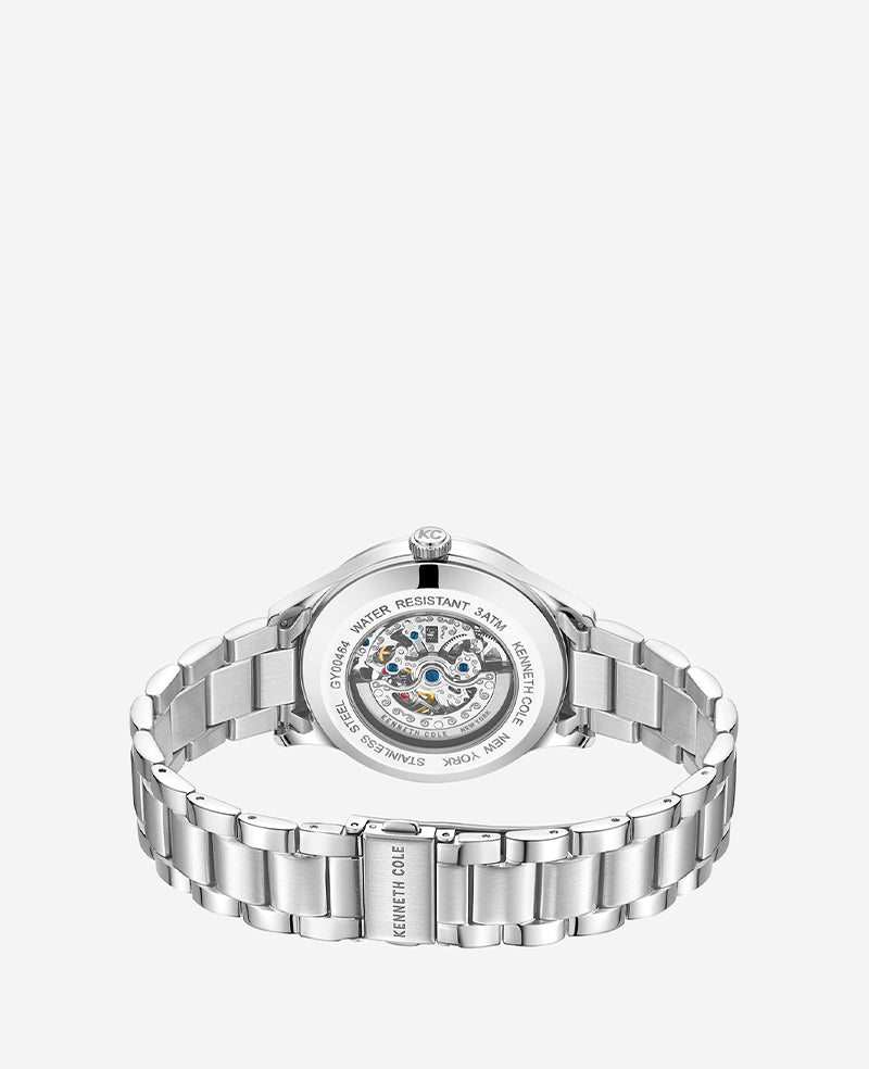 Skeleton Automatic Bracelet Watch Silver